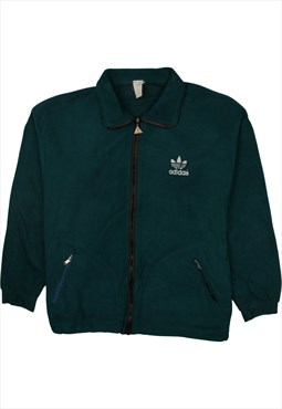 Vintage 90's Adidas Fleece Jumper Full Zip Up Green XLarge