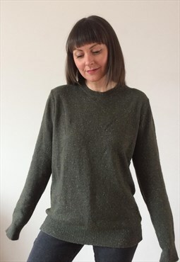 Deep Green with Speckled Knit Pullover Jumper