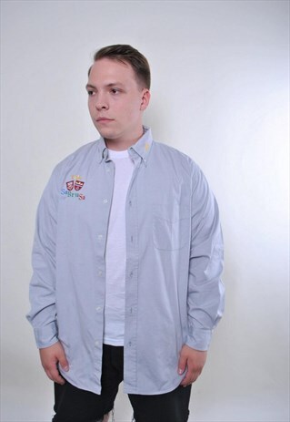 VINTAGE GREY UTILITY SHIRT WITH EMBROIDERY 