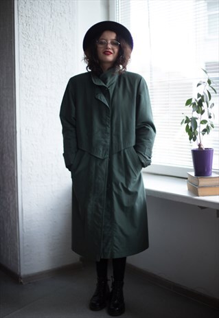 VINTAGE 80'S GREEN TRENCH COAT