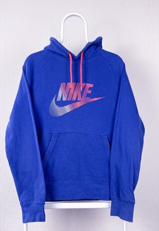 VINTAGE NIKE HOODIE SPELL OUT BLUE SMALL