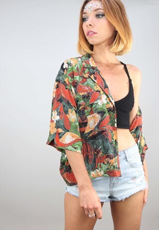 VINTAGE OVERSIZED PATTERNED BLOUSE