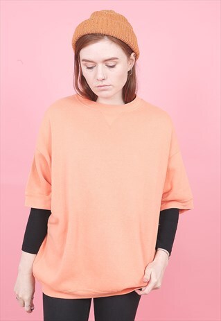 VINTAGE LEE ORANGE SHORT SLEEVED SWEATSHIRT /E2168