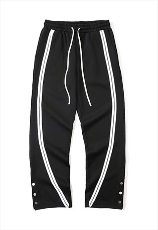 Utility joggers side clip pants contrast stripe trousers