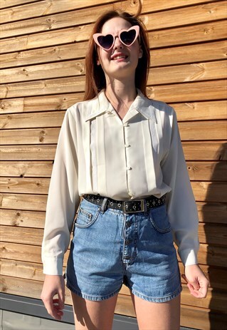 VINTAGE CREAM BUTTON UP BLOUSE