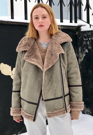 FAUX SUEDE AVIATOR JACKET