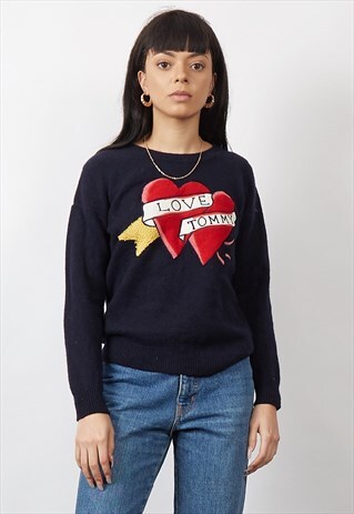 RARE VINTAGE 90'S TOMMY HILFIGER HEART LOGO CASHMERE JUMPER