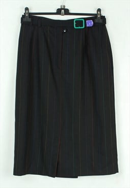 Yarell Midi Skirt Below The Knee Pinstriped Belted Wool