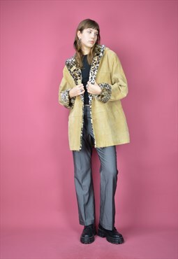 Vintage brown classic 80's suede leather coat jacket