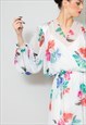 FRANK USHER 80'S WHITE SHEER FLORAL BELL SLEEVE DRESS