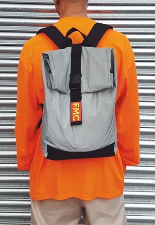 HI VIS ROLL TOP BACKPACK SILVER