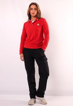 Vintage 90s Moncler Long Sleeve Polo T-shirt in Red