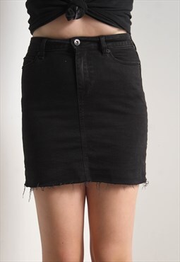 Vintage Y2K Denim Mini Skirt Black W28'