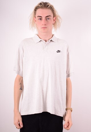 NIKE MENS VINTAGE POLO SHIRT LARGE GREY 90S