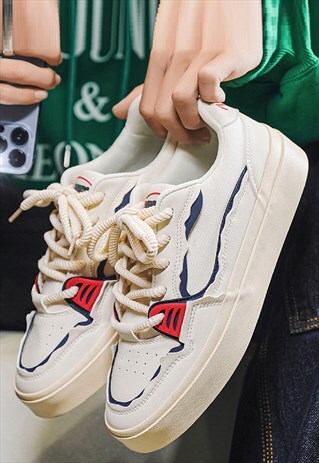 Classic sneakers chunky sole skater shoes in cream blue