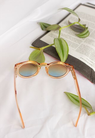 TRANSPARENT BEIGE CHUNKY ROUNDED SUNGLASSES