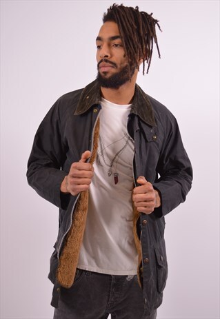 BARBOUR MENS VINTAGE WAX JACKET MEDIUM BLACK 90S