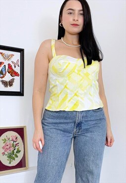 90s Yellow Pattern Top