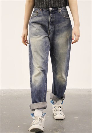 VINTAGE LEVI'S 501 BLUE MOM RIPPED JEANS