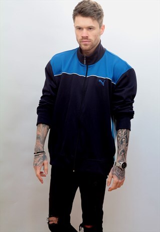 1990'S VINTAGE PUMA TRACK JACKET IN BLUE