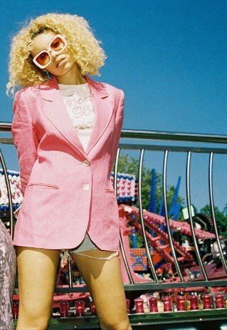 RARE VINTAGE 90'S VALENTINO PINK LINEN BLAZER