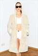 Vintage 90s Shearling faux suede coat in beige