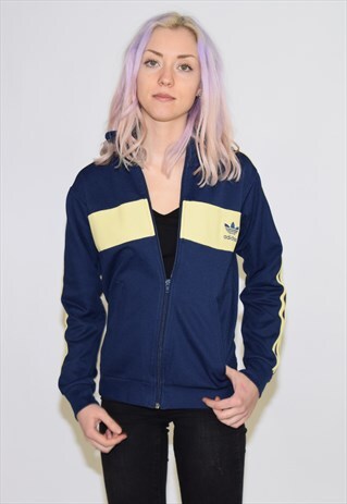 VINTAGE 90S BLUE YELLOW ADIDAS TRACKSUIT TOP