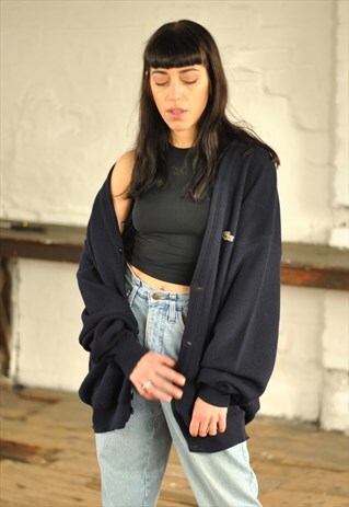 80S CHEMISE LACOSTE GRUNGE CARDIGAN