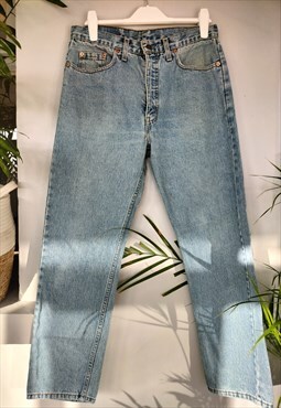 Vintage 80's 65 Tapered Zip Fly Stonewashed Blue Jeans