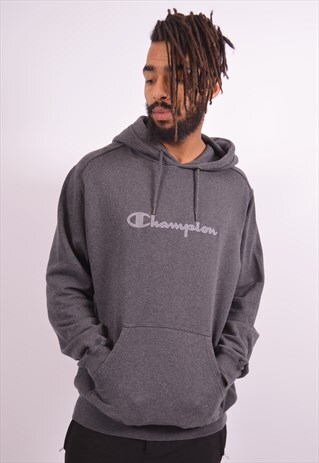 CHAMPION MENS VINTAGE HOODIE JUMPER XL GREY 90S