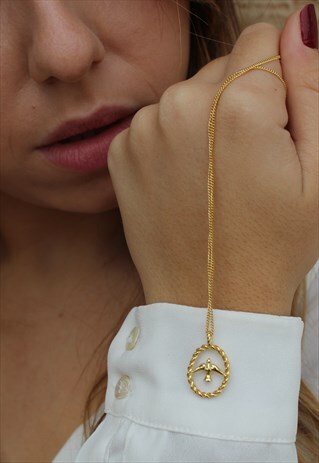 GOLD SILVER BIRD NECKLACE