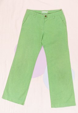 Vintage Trousers Y2K Wide Leg Linen Pants in Green