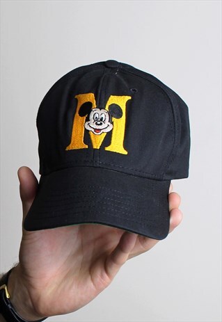 VINTAGE DISNEY MICKEY MOUSE SNAPBACK MADE IN USA BLACK