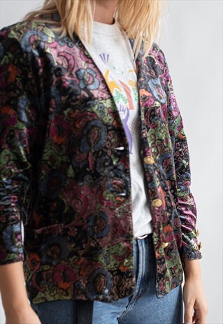 VINTAGE 70S BOHO BLAZER IN SHINNY VELVET