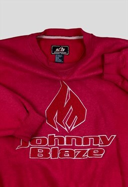 Johnny Blaze sweatshirt Vintage Y2K Red with embroidered 