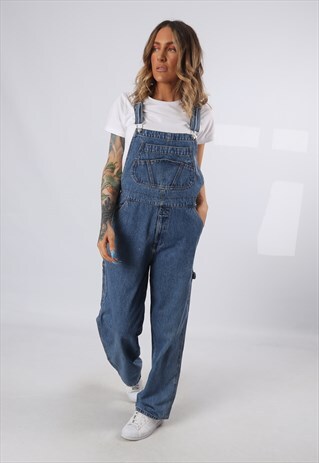 DENIM DUNGAREES NORTHWEST BLUE WIDE TAPERED LEG UK 12 (62K)