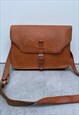 DISTRESSED TAN LEATHER SATCHEL SCHOOL BAG