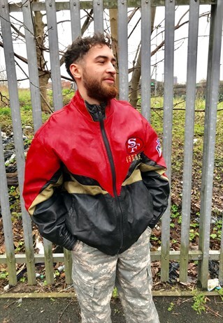 VINTAGE SAN FRANCISCO 49ERS PRO LAYER LEATHER JACKET COAT