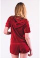 VELOUR TRACKSUIT SET IN RED TOP AND SHORTS