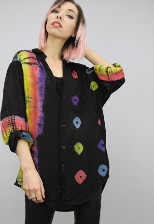 VINTAGE 80S/90S OVERSIZED PATTERNED SHIRT