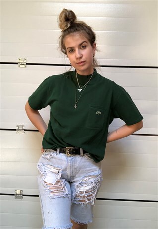 80S VINTAGE LACOSTE HIGH NECK GREEN T-SHIRT