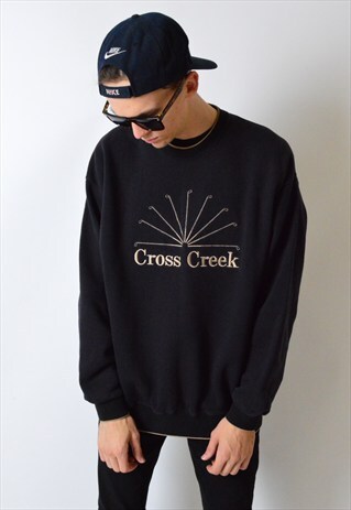 VINTAGE 90S BLACK EMBROIDERED GOLF SWEATSHIRT