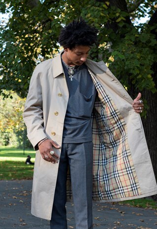 VINTAGE UNISEX BURBERRY'S LONG CAR COAT TRENCH COAT