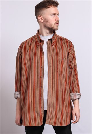 VINTAGE CORDUROY CORD STRIPED SHIRT