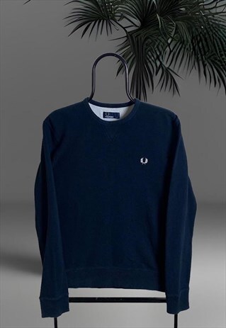 CLASSIC FRED PERRY CREW NECK SWEATER IN BLACK SIZE MEDIUM M