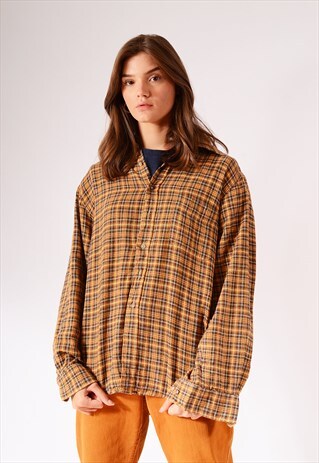 VINTAGE CHECK FLANNEL SHIRT BROWN
