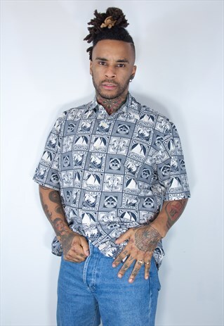 VINTAGE HAWAIIAN CRAZY PATTERNED SHIRT