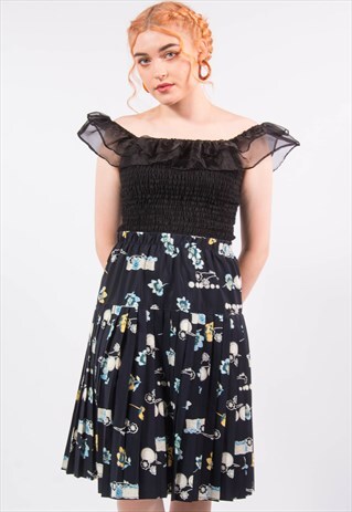 VINTAGE 90'S ABSTRACT FLORAL MIDI SKIRT