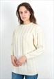 WOOL SWEATER PULLOVER CABLE KNIT JUMPER KNITTED FISHERMAN