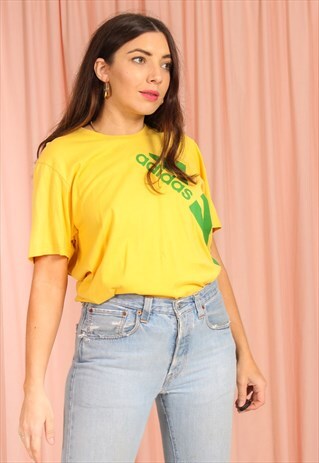 VINTAGE 90S OVERSIZED ADIDAS T-SHIRT IN YELLOW